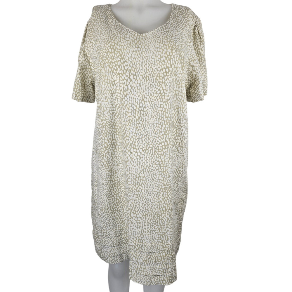 Nicole Miller Original Tan Cream Linen Blend Women's Shift Dress  XL